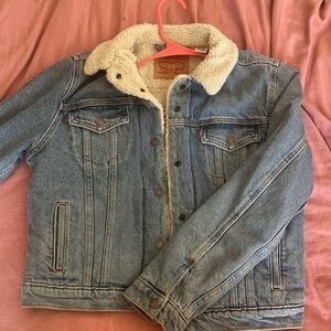 Levi's Light Blue Denim trucker Jacket with Sherpa Collar